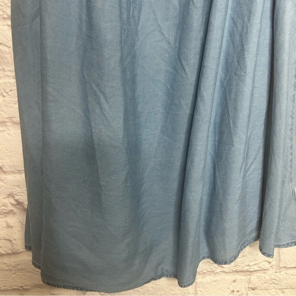 Torrid Blue Chambray Off-Shoulder Smocked Skater Dress - Picture 7 of 12